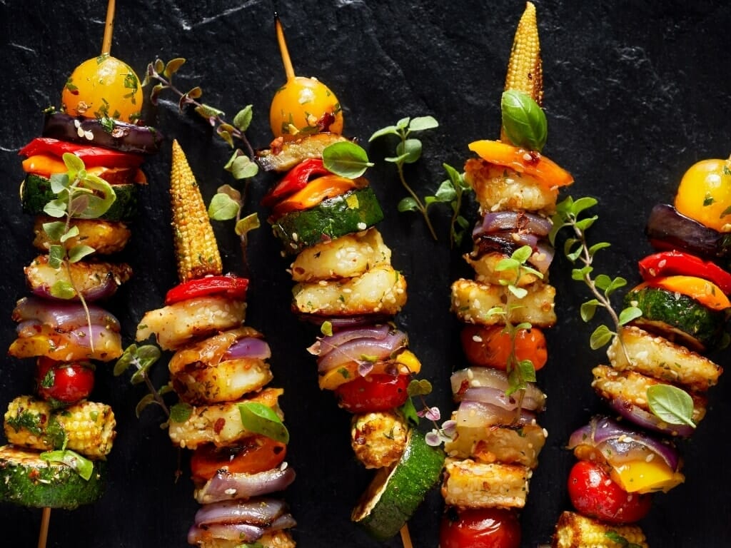 Plancha brochettes légumes