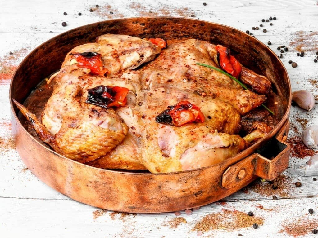 poêle en cuire poulet