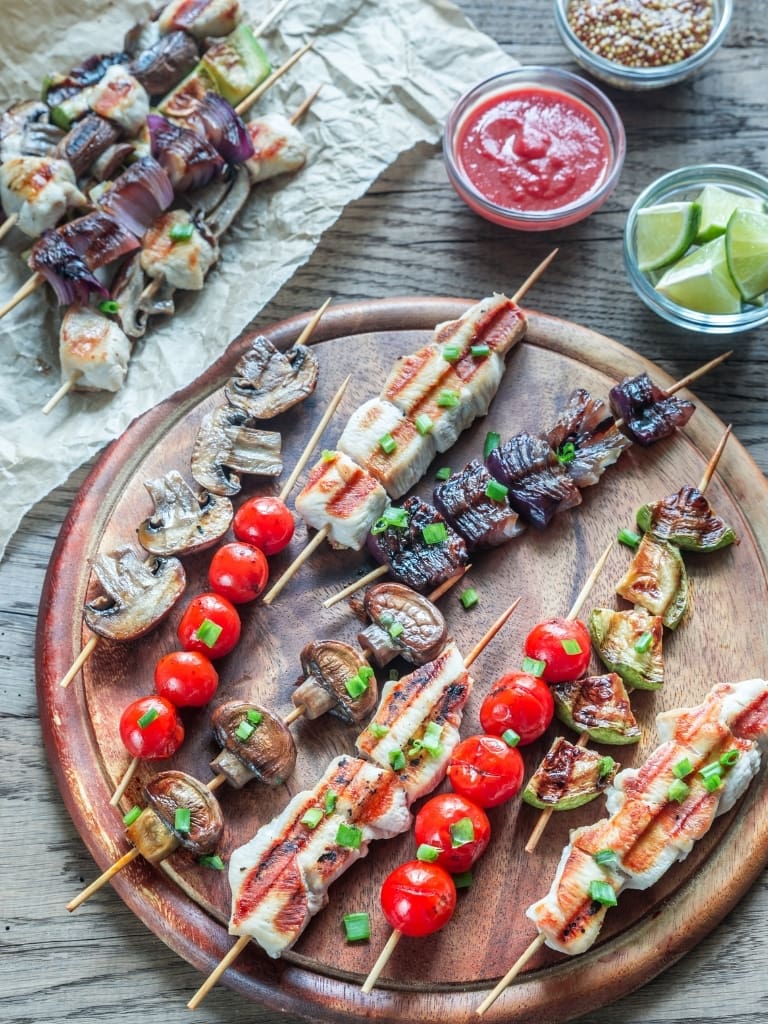 Plancha brochettes champignons et tomates