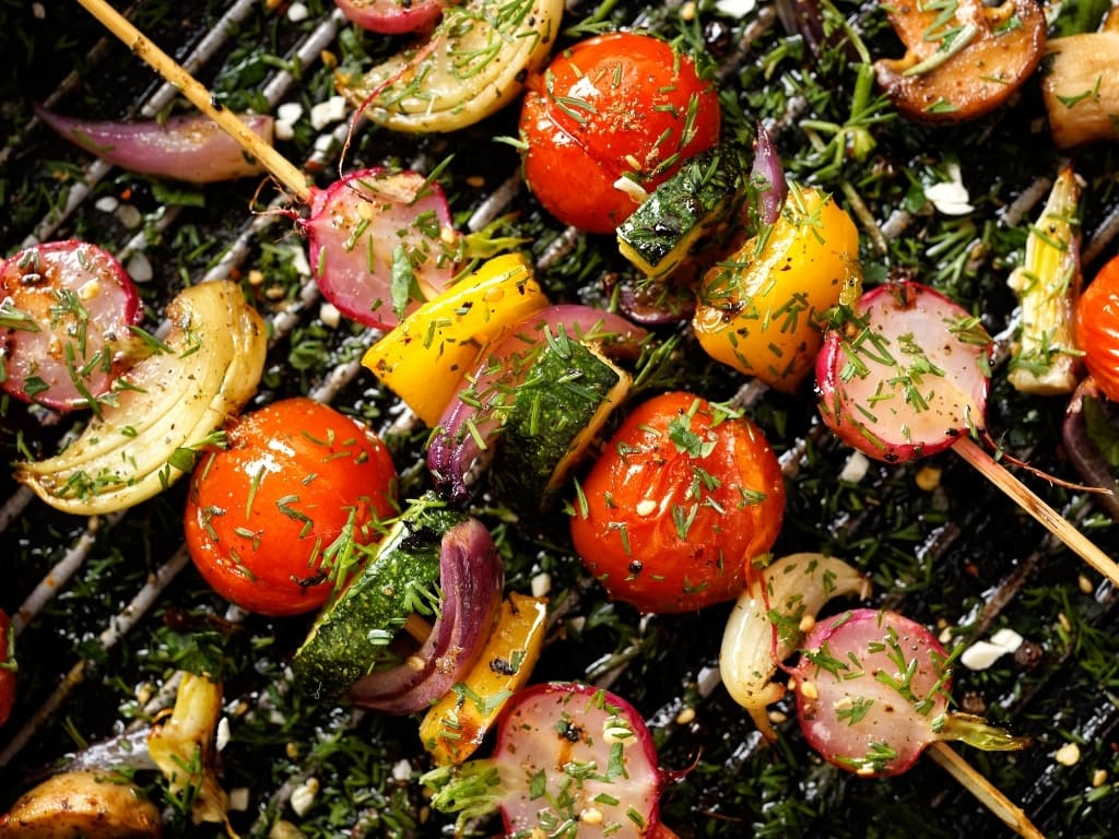 Plancha brochettes de légumes