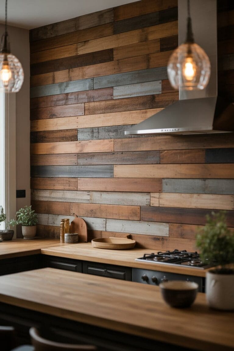 Mur de planches récupérées